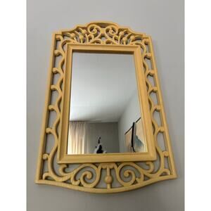 Vintage Homco Wall Mirror Gold Scroll Frame Hollywood Regency 22”by14”
